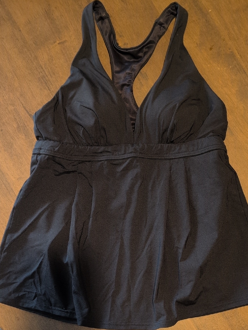 Lands' End Black V-Neck Racerback Swim Top
